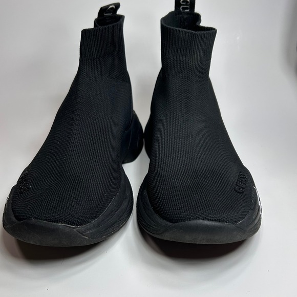 GUESS Womens 7.5 Black Knit Sock Sneakers Chunky Logo Platform High Top Shoes - Picture 5 of 14